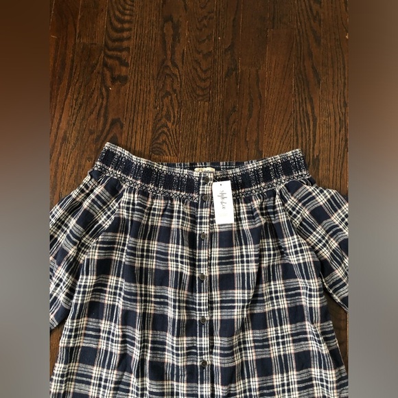 Style & Co. Women’s M “Off the Shoulder” Indiana Blue Plaid Button-Down - NWT! - Picture 3 of 11